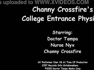 Tampa University Entrance Physical: Channy Crossfire's Gaping Pussy and Feet Examined Up Close