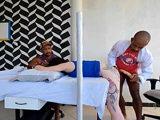 doctor rams patient ass pussy next to clueless husband creampie cumshot!