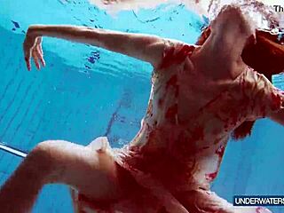 martina croatian redhead continues steamy pool shower show