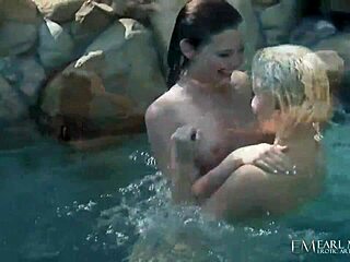 hey babes, watch these big tit lesbians fuck pussies poolside?