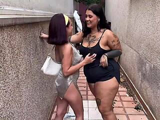 damn! horny brazilian grabs big-titted slut on street!