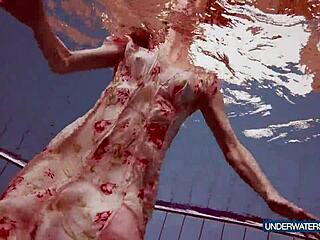 martina croatian redhead continues steamy pool shower show