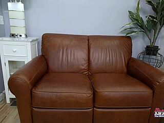 Busty brunette Carmen Valentina teases guy in casting fun