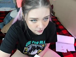 Cute solo dildo blowjob vibrator masturbation session