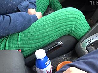 Mature Stepmom Flashes Hairy Pussy for Stepson's 18th Birthday Car Cumshot