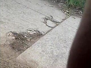 Sexy black prostitute strips and poses her juicy ass and curves