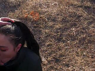 Skinny Teen Girlfriend Meets Stranger for Outdoor Deepthroat Cowgirl Fuck