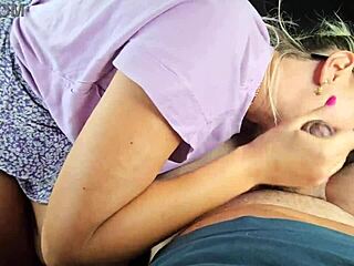 Mom's Friend Gives Deepthroat Blowjob in Car for Me