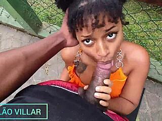 submissive brunette brazilian teen deepthroats huge cock eagerly