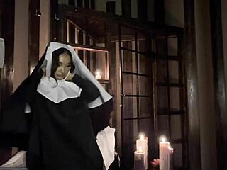 naughty nun monika fox confesses squirting sins fingering shaved pussy pierced nipples