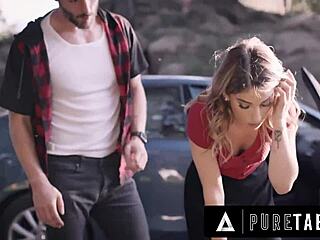 desperate hitchhiker kristen scott seduces criminal to survive