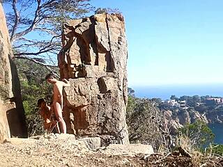 wanna see this hot couple fuck outdoors on the path?