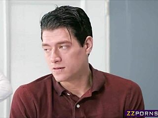 busty blonde assistant bends over in heels for boss