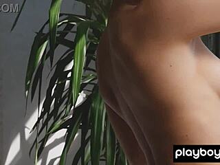 Petite Canadian Alexandra Belle Strips Pajamas Posing Nude