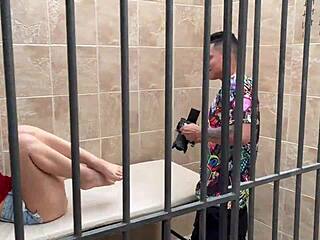 pervy cop fucks blonde slut doggy rough in cell part 1