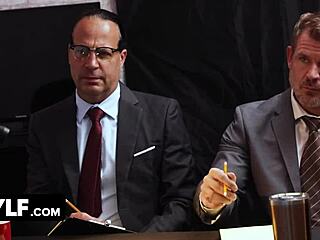 damn this hot mylf's tight body seduces detectives for spit-roast pounding in interrogation parody