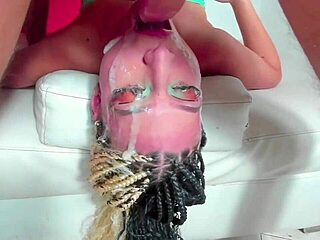 How does this Colombian slut handle upside-down rough throat saliva flood?
