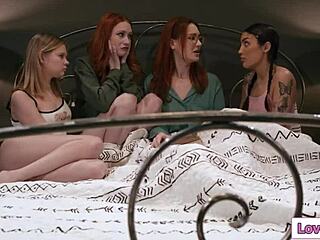 Redhead Milf Stepmom Fucks Stepdaughter And Bffs