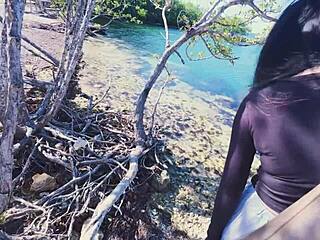 gf's big natural tits bounce in outdoor hiking fuck vlog