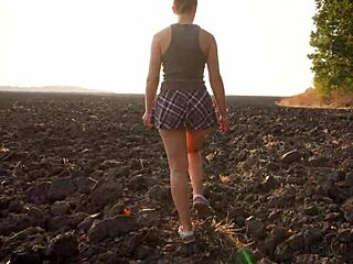 Schoolgirl's Miniskirt Upskirt Flashes Full Back Panties on Hidden Outdoor Cam