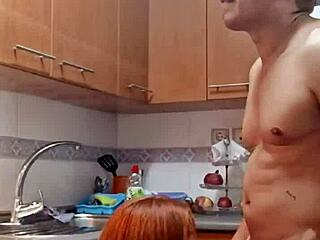 suegra's tight pussy orgasms on my cock in kitchen