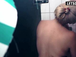 Angel Wicky's Huge Tits Bounce in Stepson Threeway Shower