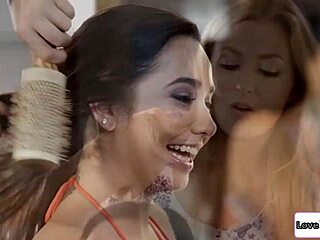 Hairdresser devours latina client's juicy pussy