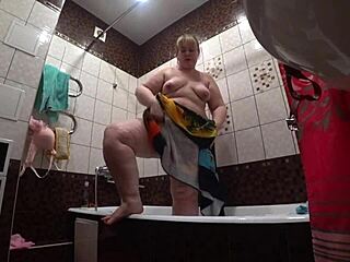 hidden cam spies fat russian model's big ass shower backstage