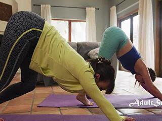 hey lexi luna anna claire clouds yoga threesome in garage?