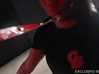 wife unleashed from leash fucks tons of cocks in public cuckold gloryhole orgy