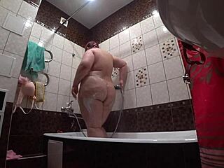 hidden cam spies fat russian model's big ass shower backstage