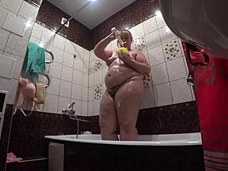 hidden cam spies fat russian model's big ass shower backstage