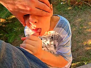 Stepsister's Tight Panties Rubbing Leads to Massive Outdoor Cumshot