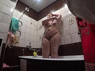 hidden cam spies fat russian model's big ass shower backstage