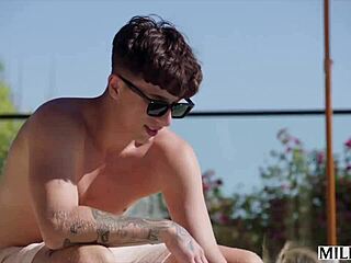 Milfy busty blonde Laura Bentley craves pool boy's thick cock bad??