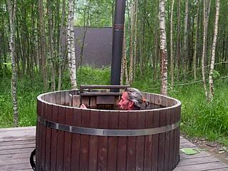 cute skinny blonde homemade outdoor bath blowjob on monster cock