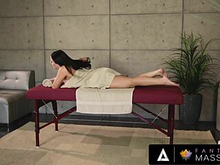 Angela White Sneakily Fucks Masseuse Lena Paul in Oiled Lesbian Massage