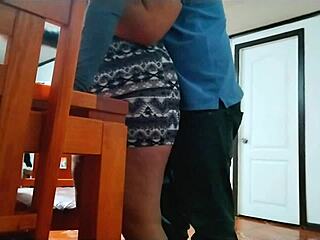 curvy bbw housewife moans loud getting fucked rough on dining table by horny stud