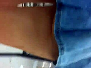 jean overalls upskirt flashes in public shopping