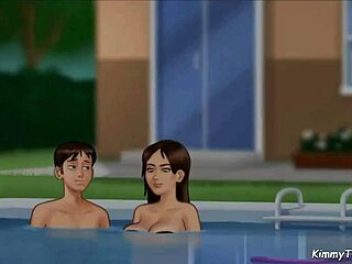 stepbro, risky pool fuck in summertime saga—stepsis bikini ride gone wild?