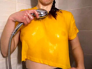 check out this horny milf soaking through her control top pantyhose tights