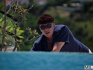 Milfy busty blonde Laura Bentley craves pool boy's thick cock bad??