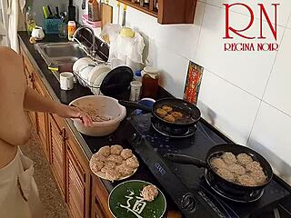 Naked Nudist Housewife Regina Noir Maids Kitchen Cooking!