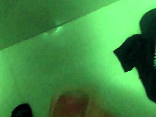 stroking off quick in the bathroom mirror