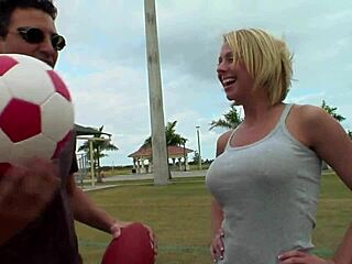 blonde milf snatched from park, young cock pounds her shaved pussy doggystyle in fishnets!