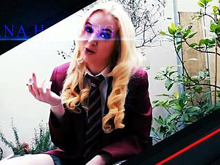 collared british teen endures hard kitchen fuck