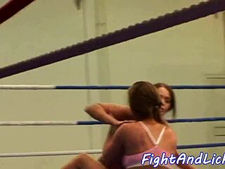 athletic babe pins rival in lesbian wrestling tribbing domination