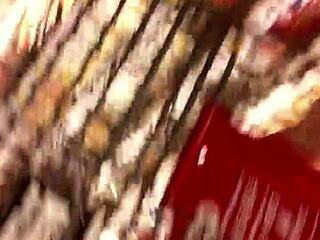 jean overalls upskirt flashes in public shopping