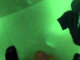 stroking off quick in the bathroom mirror