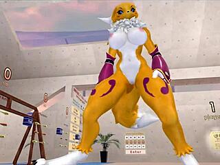 i love renamon's furry stretching workout so much